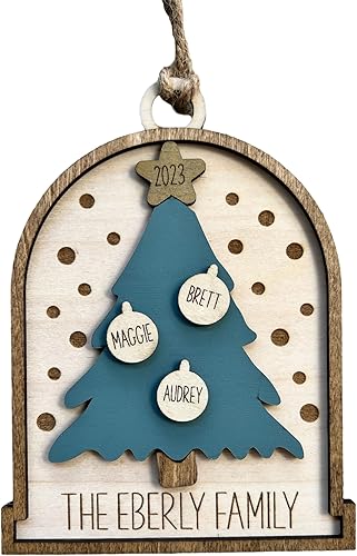 Adorno de árbol de Navidad familiar anual personalizado, regalo personalizado, decoración navideña colgante