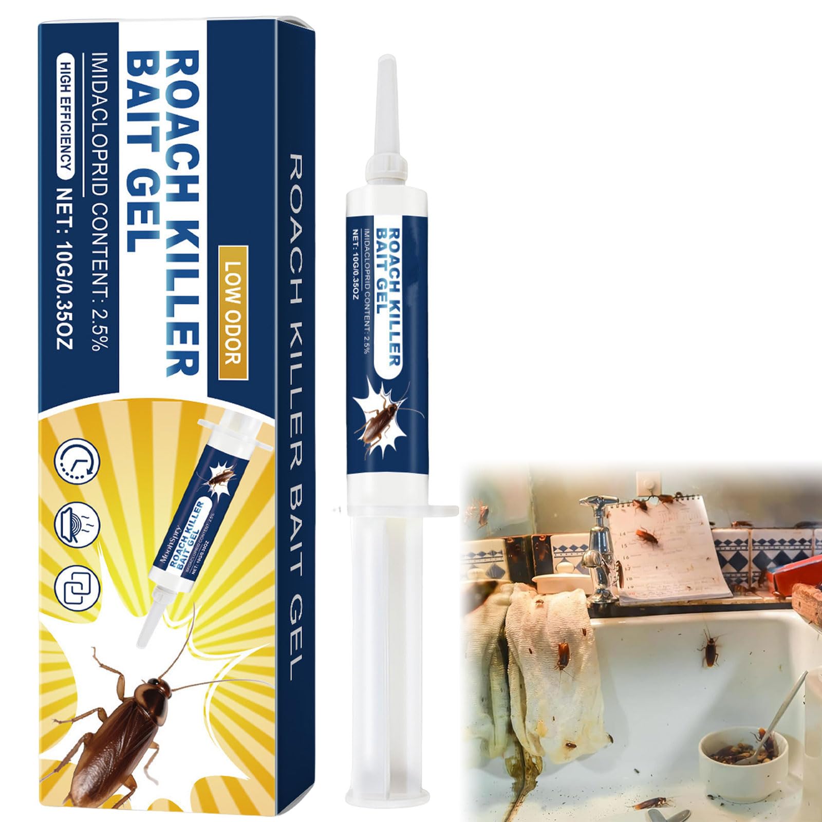 Rakiuty Powerful Cockroach Gel Bait, 10G, Ready to Use, Cockroach Killer Gel Bait