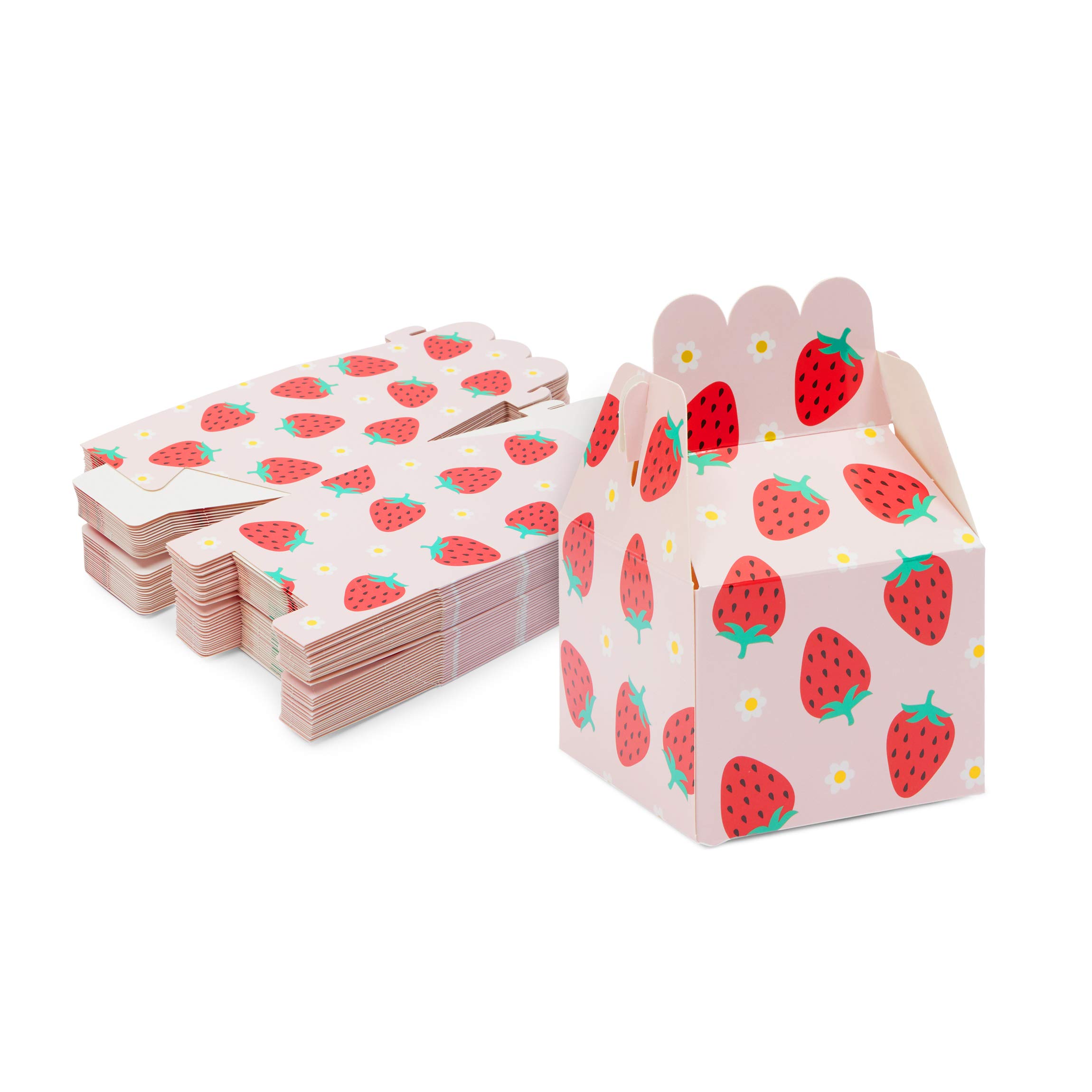 Sparkle and Bash Strawberry Birthday Party Favor Treat Boxes (Pink, 3.5 x 3.5 x 5.8 in, 36 Pack)