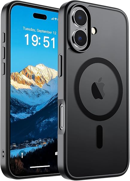 SUPFINE Magnetic for iPhone 17 Case (Compatible with MagSafe)(Military Grade Drop Protection) Translucent Matte Shockproof with Anti-Fingerprint Phone Cover,Black - 1