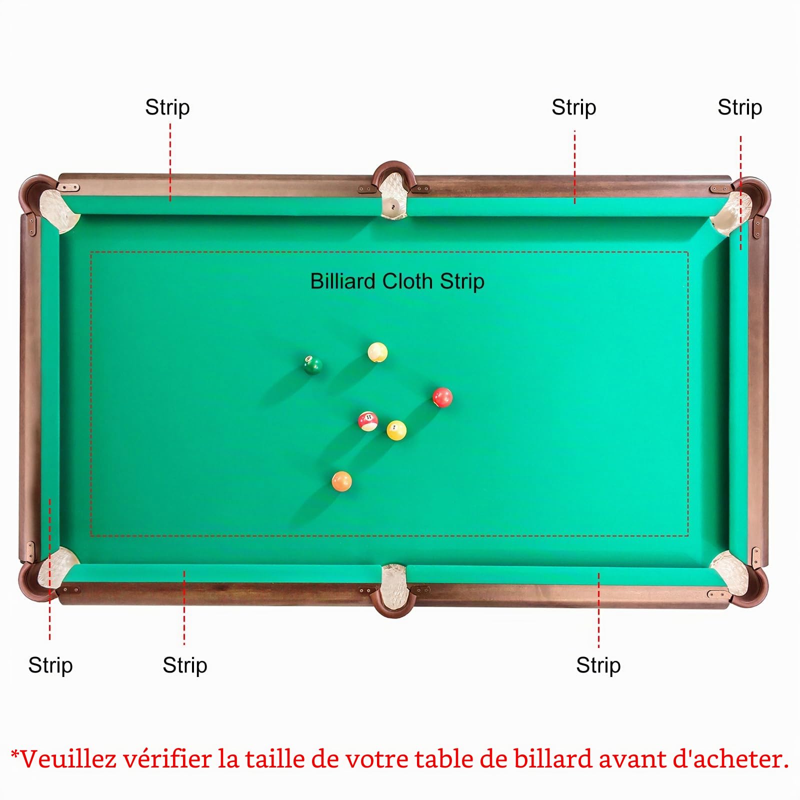 PATIKIL Tissu de Billard 7Ft, Feutre de Table de Billard Professionnel avec 6 Bandes de Feutre, Accessoires de Remplacement de Feutre de Billard pour Bars et Clubs, Noir