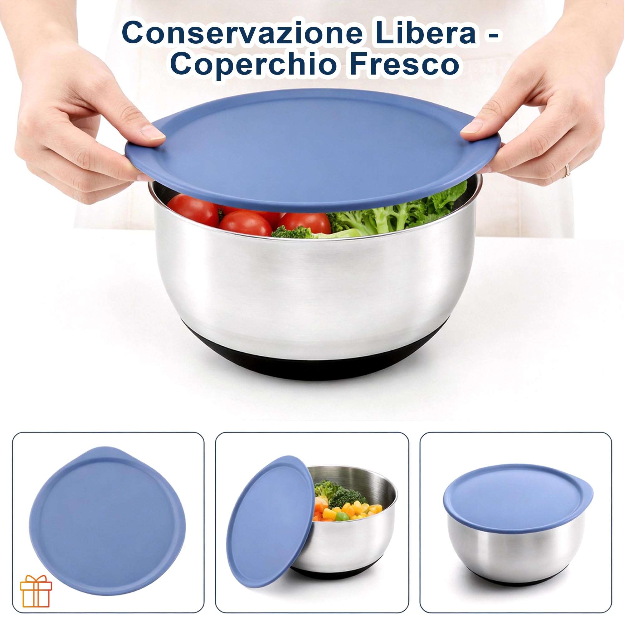 VALLEYHIKE Centrifuga Insalata in Acciaio Inox, 5L con Coperchio Ermetico