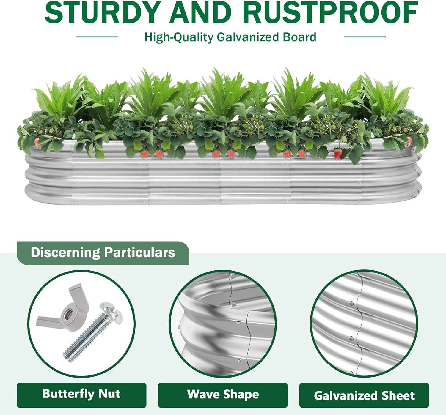 RAYKEEP 2pcs 7x2x1FT Raised Garden Beds Outdoor Kit, Galvanized Oval Planter Box, Metal Bottomless Elevated Garden Boxes Set for Planting Vegetables, Fruits, Flowers
