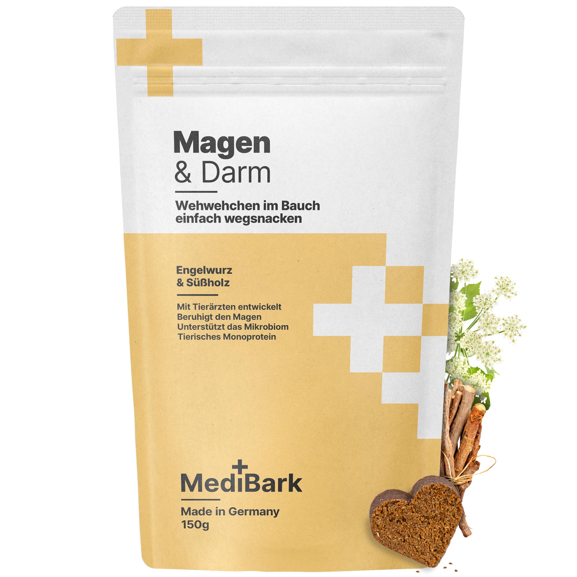 MediBark Magen & Darm - Hundeleckerli mit Ulmendrinde & Engelwurz - gegen Übelkeit & Durchfall - für Gras- & Kotfresser - unterstützt Verdauung & Darmflora - Glutenfrei & Zuckerfrei - 450 Stück