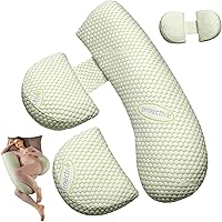 Vista 10 de Almohada de embarazo, almohada de maternidad con funda de almohada desmontable y ajustable, almohada de cuerpo completo para adultos que duermen