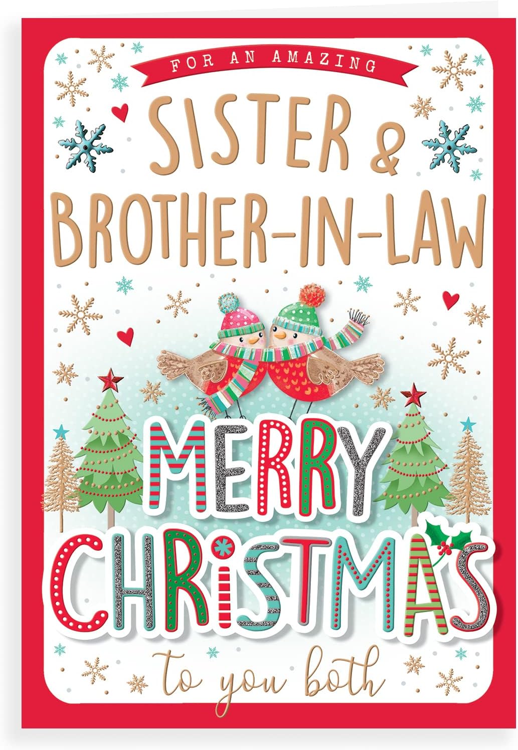 Regal Publishing Modern Christmas Card Sister & Brother in Law - 9 x 6 inches, C85446, Multicolor