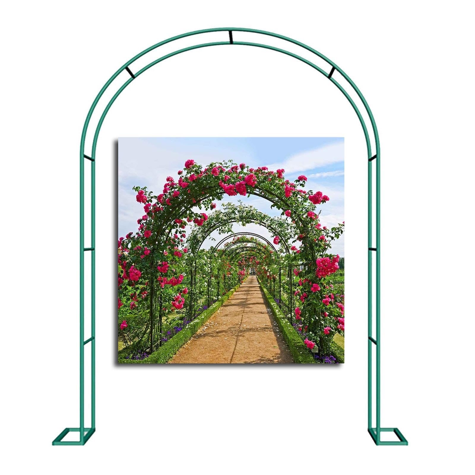 Metal Garden Arch Heavy Duty Wedding Arch Rose Arch Archway, Anti-Rust, Weatherproof, for Indoor/Outdoor (Color : Green, Size : W240 X H220cm)