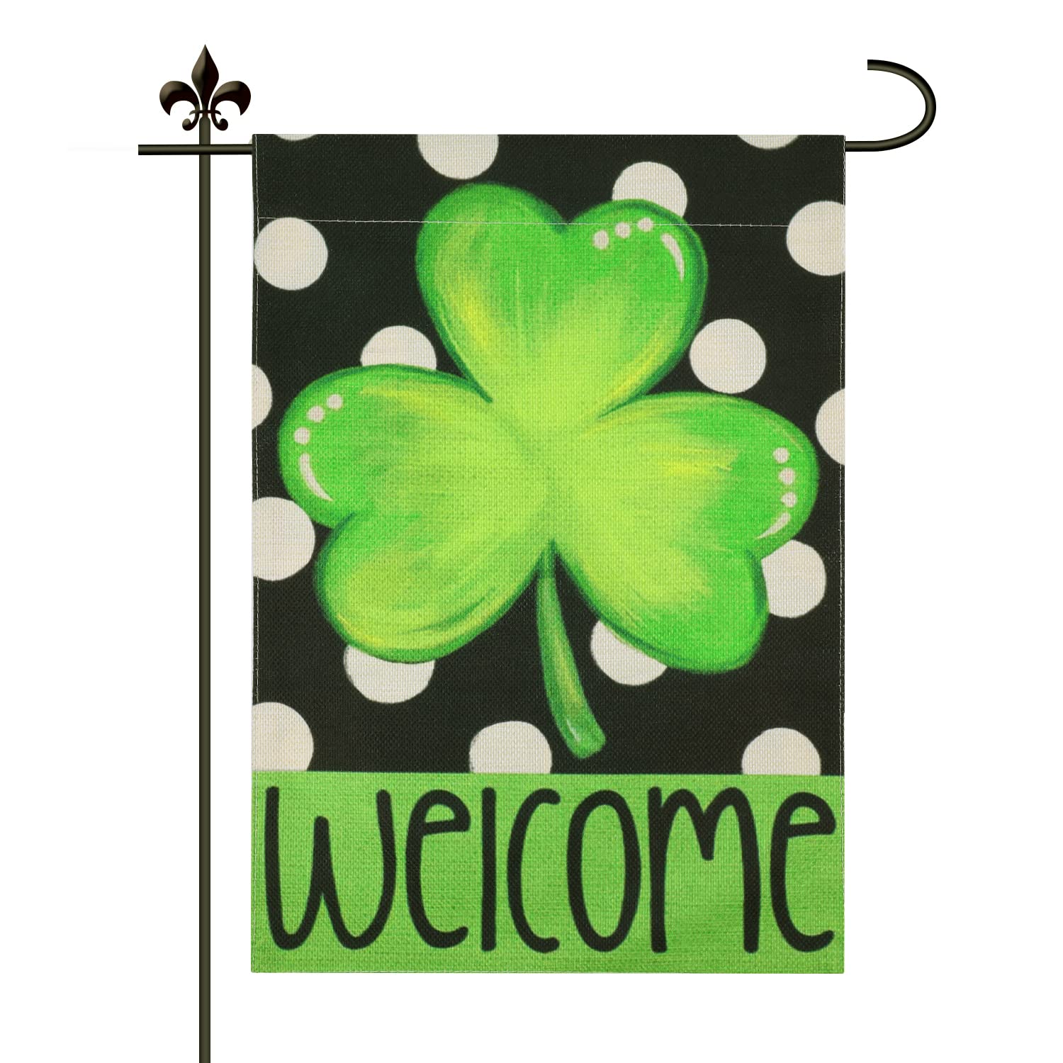 St. Patrick's Day Hausflagge – Doppelseitig Bedruckt, 30,5 X 45,7 Cm, Mit Kleeblättern & Hut, Wetterfest