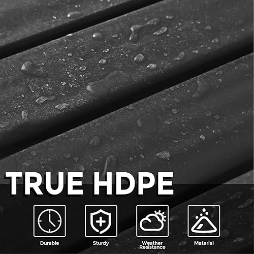 Vista 6 de Adirondack Mesa auxiliar cuadrada para exteriores, mesa auxiliar de 2 niveles para patio, mesas auxiliares de polietileno de alta densidad