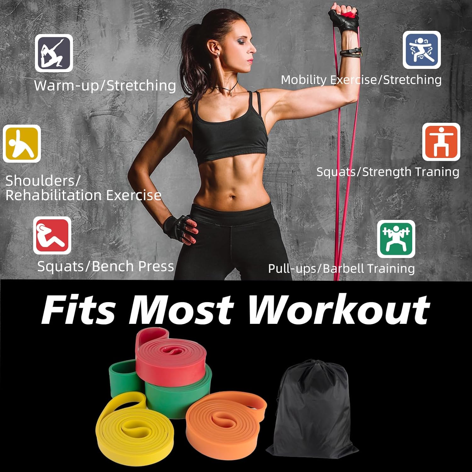 Resistance Bands, Exercise Bands Resistance, Pull Up Bands, Pull Up Assistance Bands, Workout Bands Resistance for Men & Women, Resistance Bands for Working Out, Muscle Training(6 Pcs)