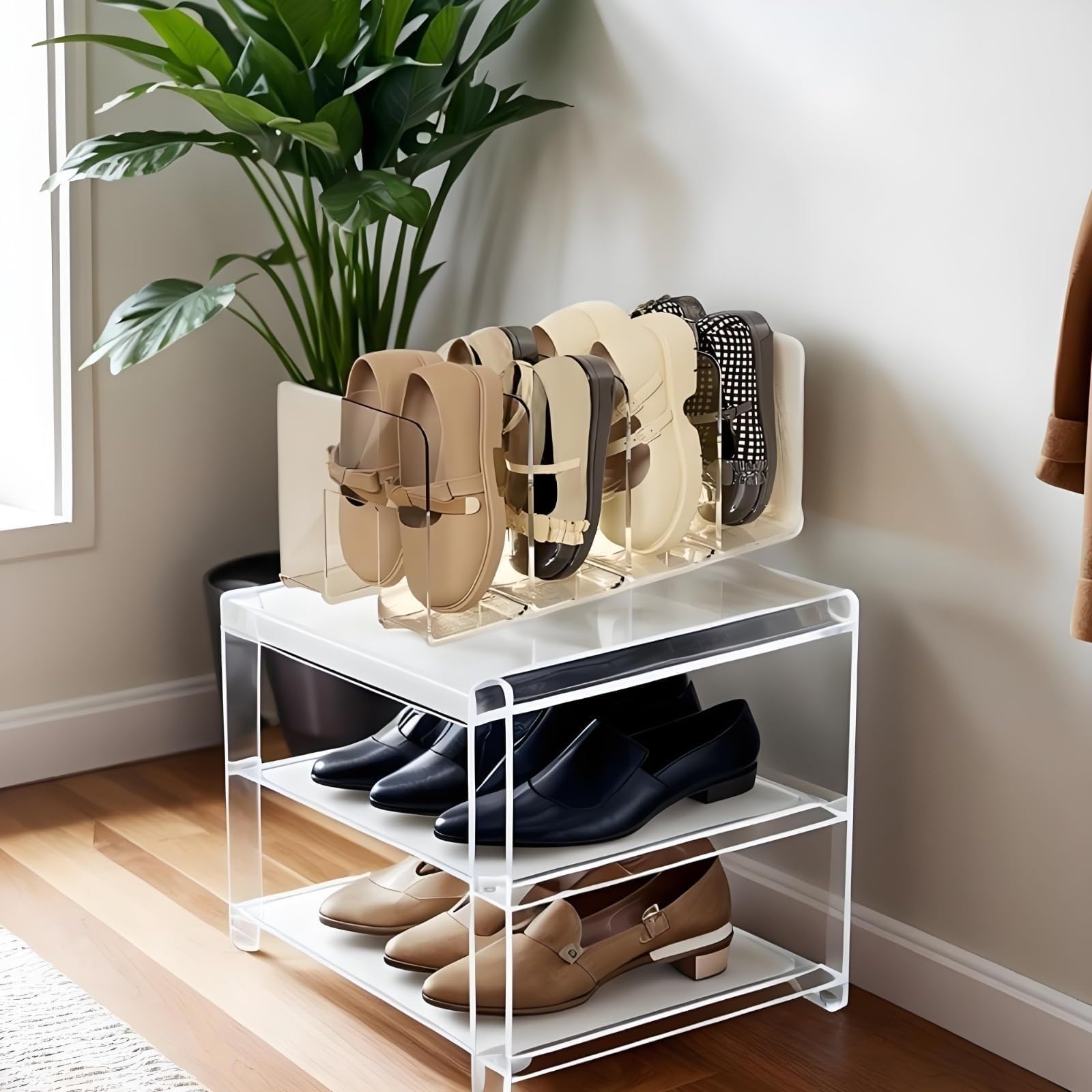 Generico Scarpiera Bambini,Porta Scarpe da Armadio,Organizer Scarpe Salvaspazio,Scarpiera in Acrilico Trasparente per Bambini,Porta Borse da Armadio,Divisori Libri per Libreria per Guardaroba（1 PCS）