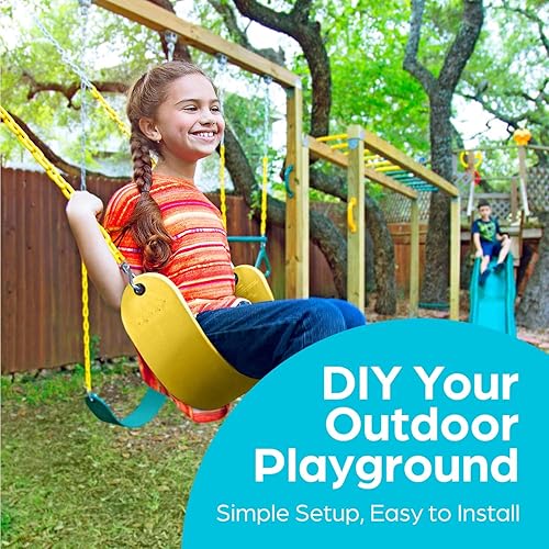 Miniatura 12 de Bara columpio-trapecio Jungle Gym Kingdom de 18 pulgadas con aros, con cadenas resistentes de 48 pulgadas Verde