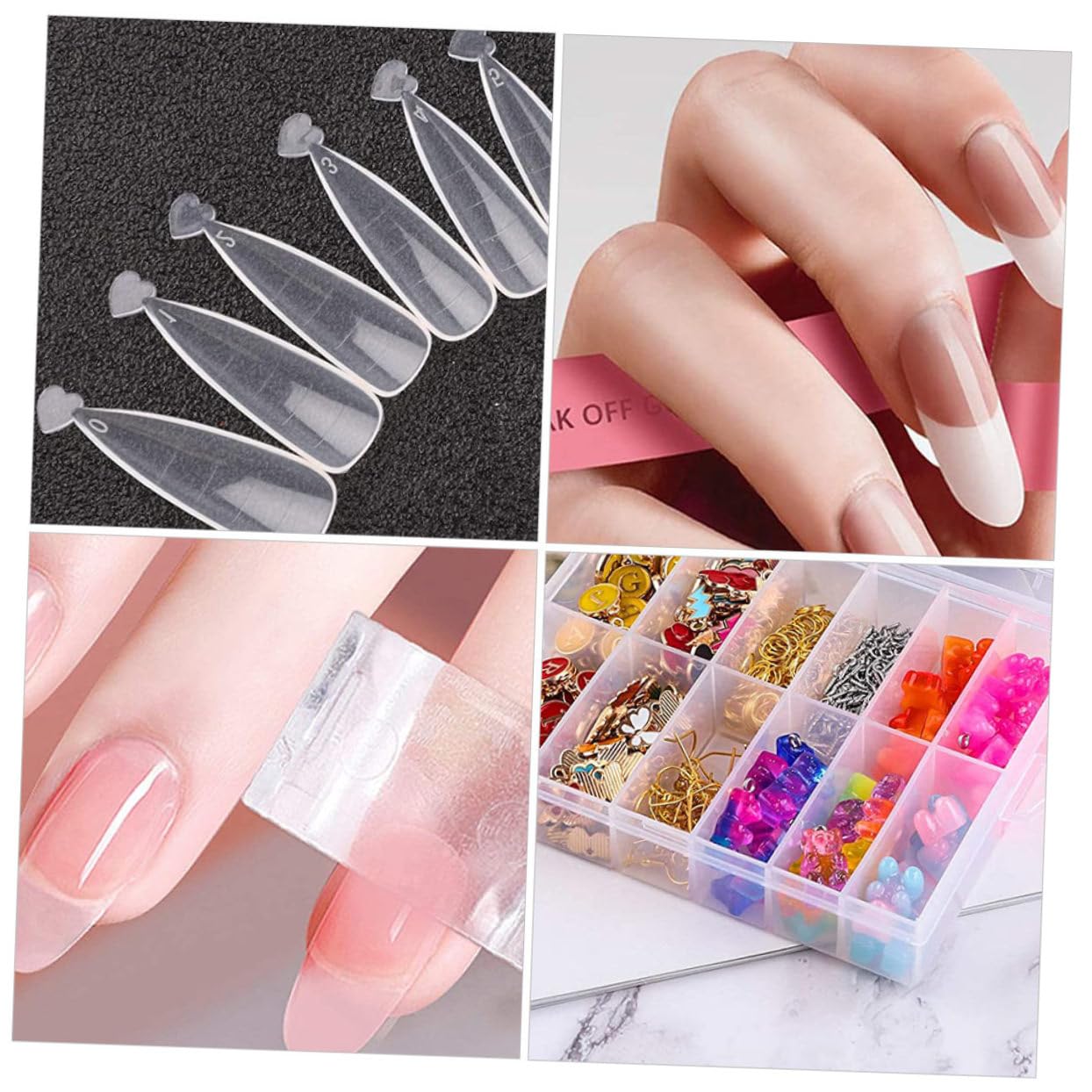 Nail Extension Tips Set Nails Molds Dual-ended Gel Brush and Clamps for Art and Beauty