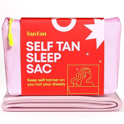 Tan Fan Self Tan Sleep Sac - Keep Sheets Clean from Fake Tanner Stains - 100% Cool Silky Lightweight Poly Sack - Won’t Transfer Rub or Absorb Tanning Lotion - Roomy Breathable Large w Foot Openings