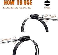 Vista 5 de ISPINNER 4 abrazaderas de manguera de engranaje helicoidal de acero inoxidable ajustable de 4 pulgadas, rango de tamaño de 3.071-4.016 in