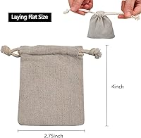Vista 6 de calary 50 piezas de lona doble con cordón bolsa de algodón bolsa de regalo bolsita de muselina reutilizable bolsa de té 2.75x4 pulgadas