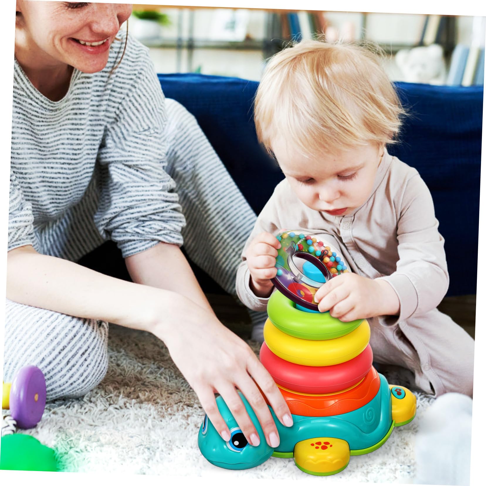 iplusmile Gioco Impilabile Tartaruga per Bambini Musica e Luci, in Plastica Sicura, per Casa e Viaggi, Sviluppo Sensoriale e Motorio per Famiglie