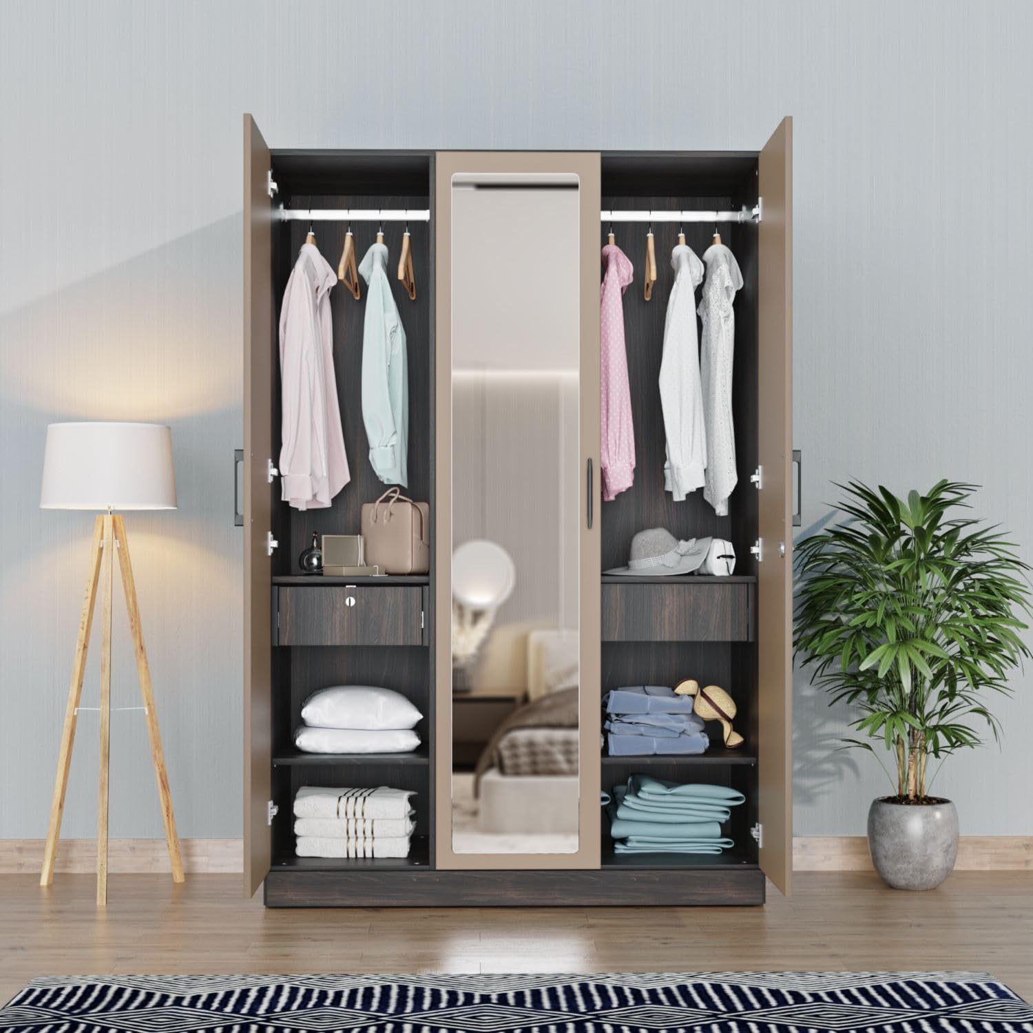 Wakefit Wardrobe 1 Year Warranty Wardrobe for Clothes, Wooden