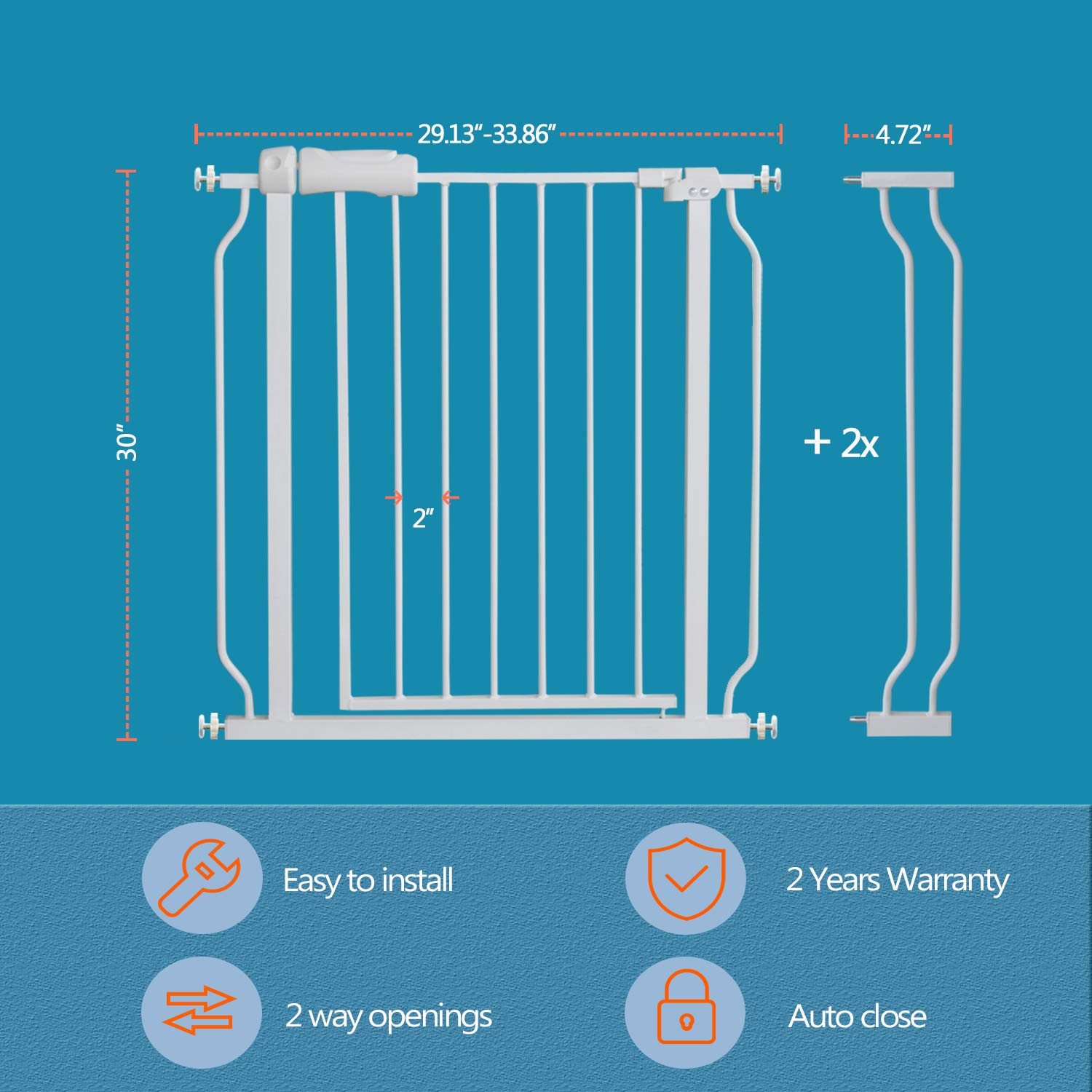 Exclusive Discount 50% Price Baby Gate for Doorways Stairs Hallway 38.5 to 43.5 Inch Wide, Walk Through Child Gates with Pressure Mounted Extention Kit, Indoor Safety Child Gates for Kids or Pets