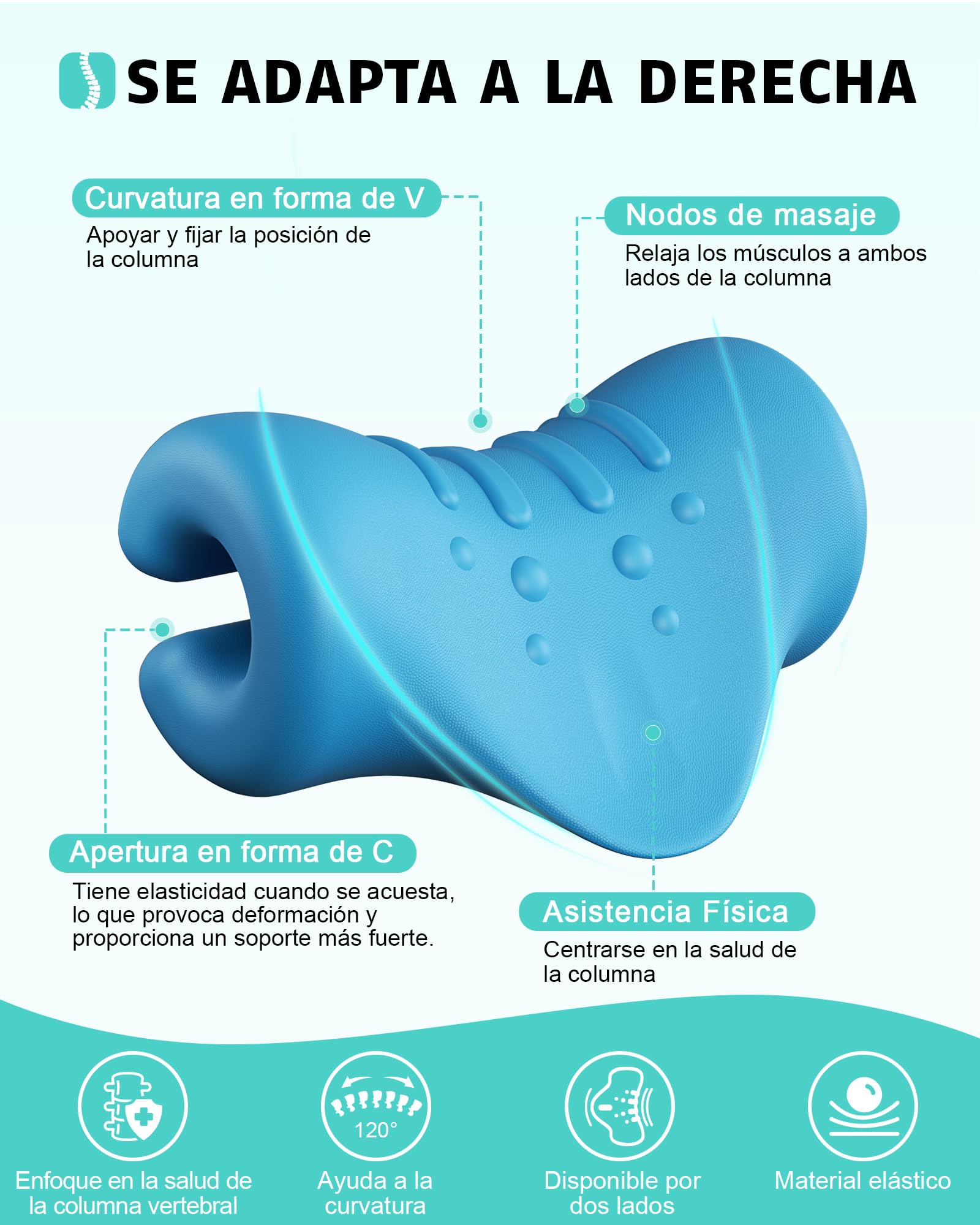 Almohada Cervical Ortopédica para Aliviar Dolor de Cuello, Camilla de Estiramiento Cervical para Hombros y Vértebras, Corrector de Postura para Casa/Oficina