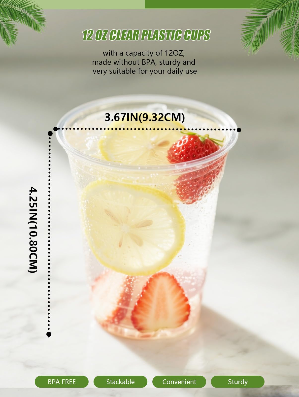 300 Stück 350ML durchsichtige plastikbecher,Wiederverwendbar becher plastik,Geeignet für Eiskaffee,Milchtee,Cola,Orangensaft und andere kalte Getränke,geeignet für Partys,Picknicks,Bankette