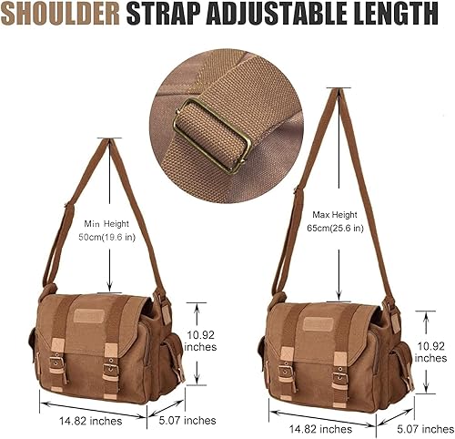 Miniatura 5 de Cwatcun Funda de lona para cámara con funda de inserción desmontable, a prueba de golpes, bolsa mensajero para cámara Canon Sony, Nikon DSLRSLR,