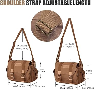 Cwatcun Camera Case Canvas Shoulder Bag with detachable insert Case Shockproof Camera Messenger Bag for Canon Sony Nikon DSLR/SLR, Mirrorless Camera Bag with Tripod Holder for Men Women (Color:Brown)