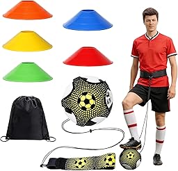 PIANKEKE Kit Matériel Entraînement Football Accessoire: Plot Sport, Ceinture Entraînement, 12 cônes et Sac de Rangement. Convient aux Ballons de Tailles 3/4/5, pour développer compétences des garçons
