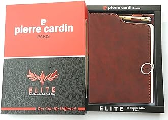Pierre Cardin Elite Gift Set | Luxurious Satin Gold Finished Ball Pen & Premium Leather Diary with Magnetic Closure | Ideal for Festive & Corporate Gifting