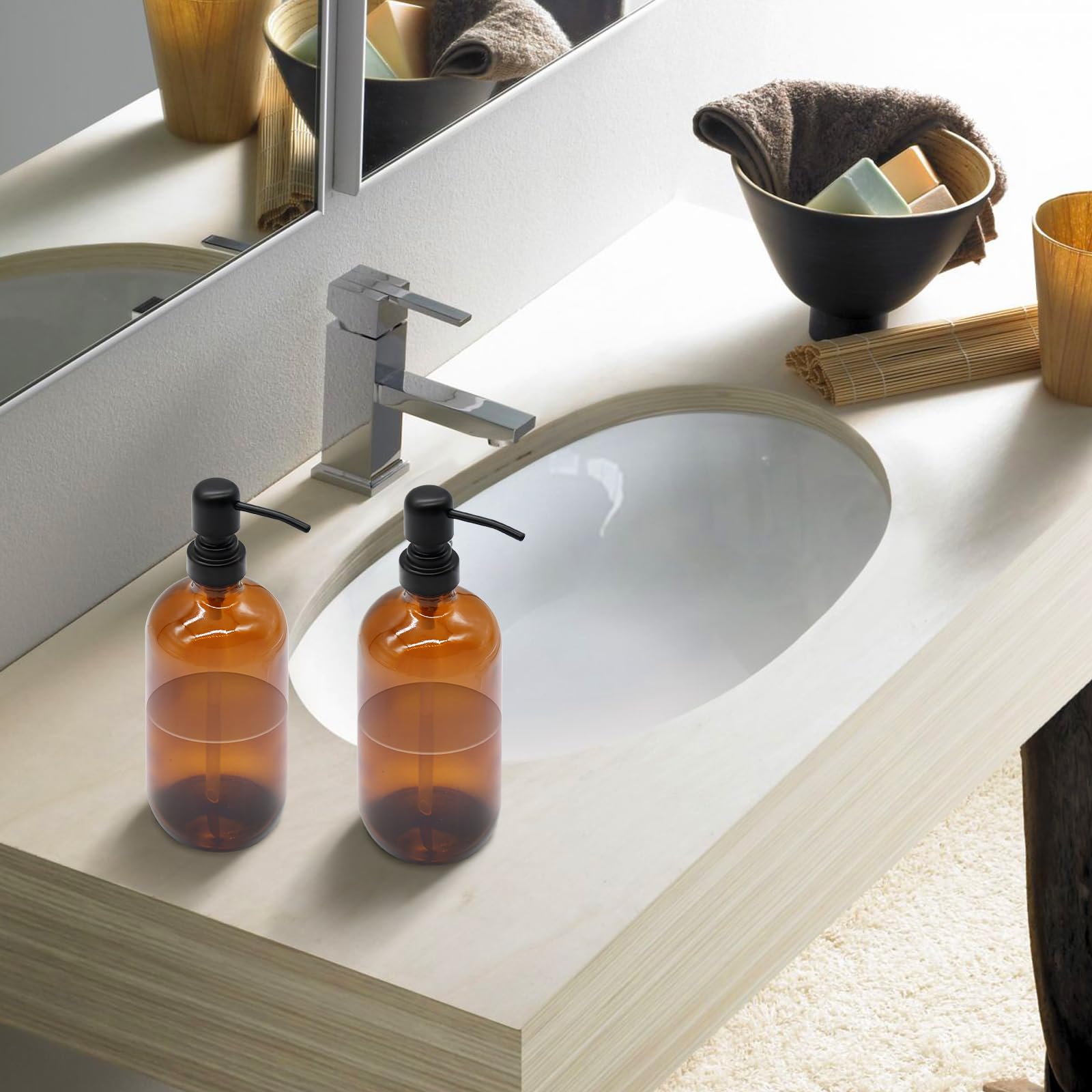 Dispenser Sapone Incasso Nero Aqbau - Dosatore Lavello Cucina e Bagno