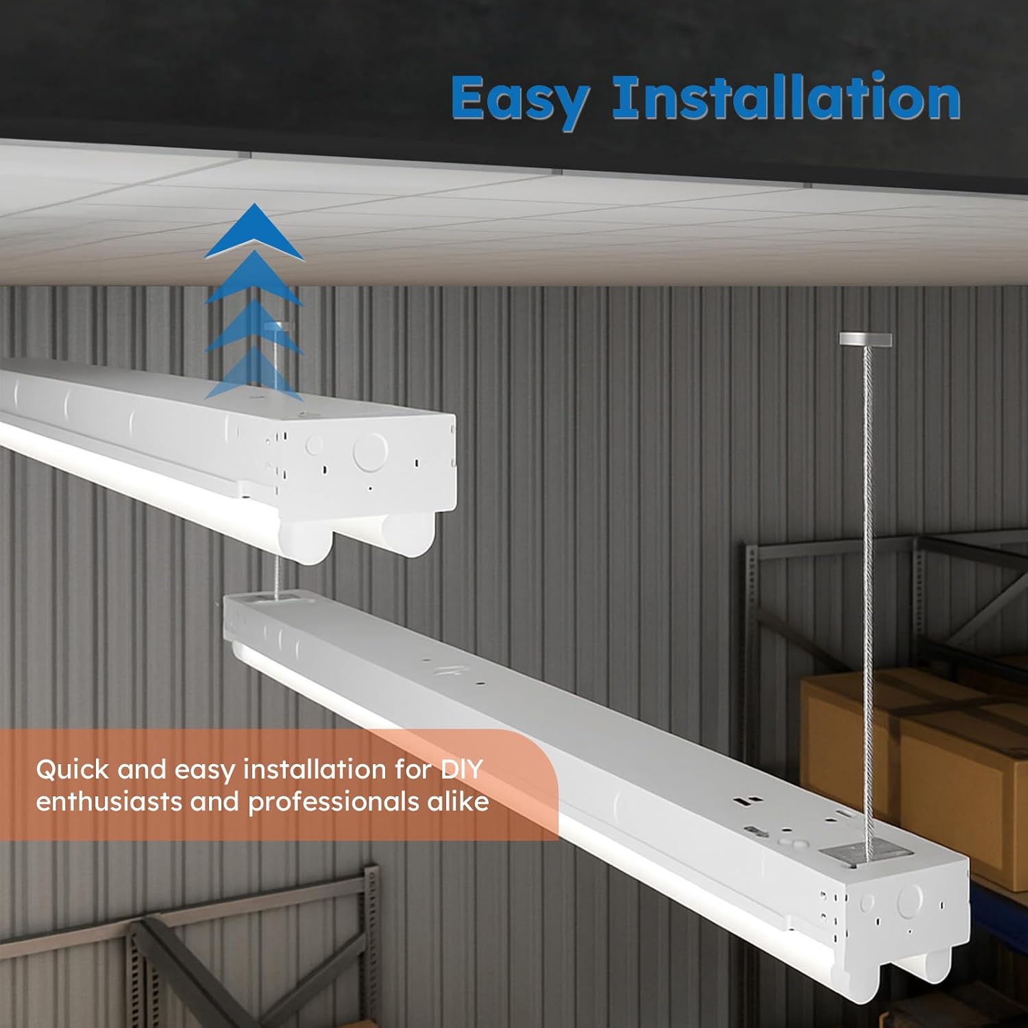 4Ft Strip Fixture, 4’ Linkable Office Shop Light Fixture, 0-10V Dimmable LED Linear Lighting Fixture for for Retail Stores, Workshop Warehouse