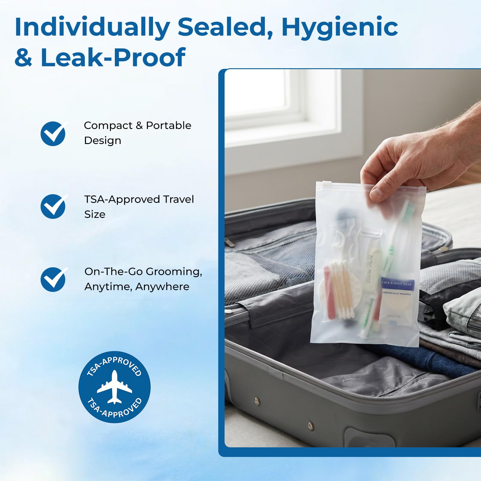 Confezione da 40 kit di igiene personale 9 in 1, confezionati | Kit di articoli da toeletta da viaggio per donne e uomini, forniture per senzatetto, per viaggi, beneficenza, affari, ospiti