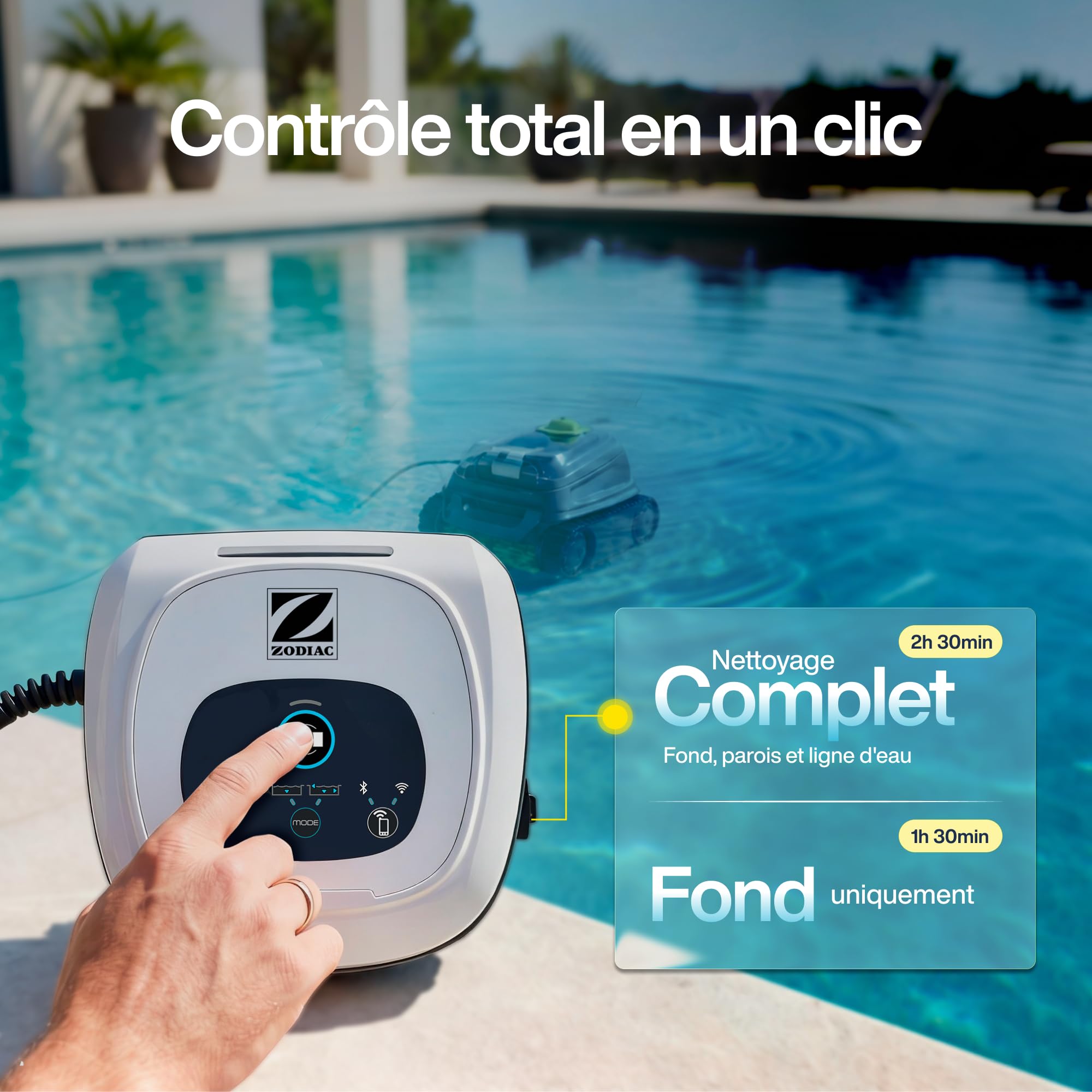 Zodiac CNX 2020. Robot Nettoyeur de Fond avec Câble. Piscines jusqu'à 50m²