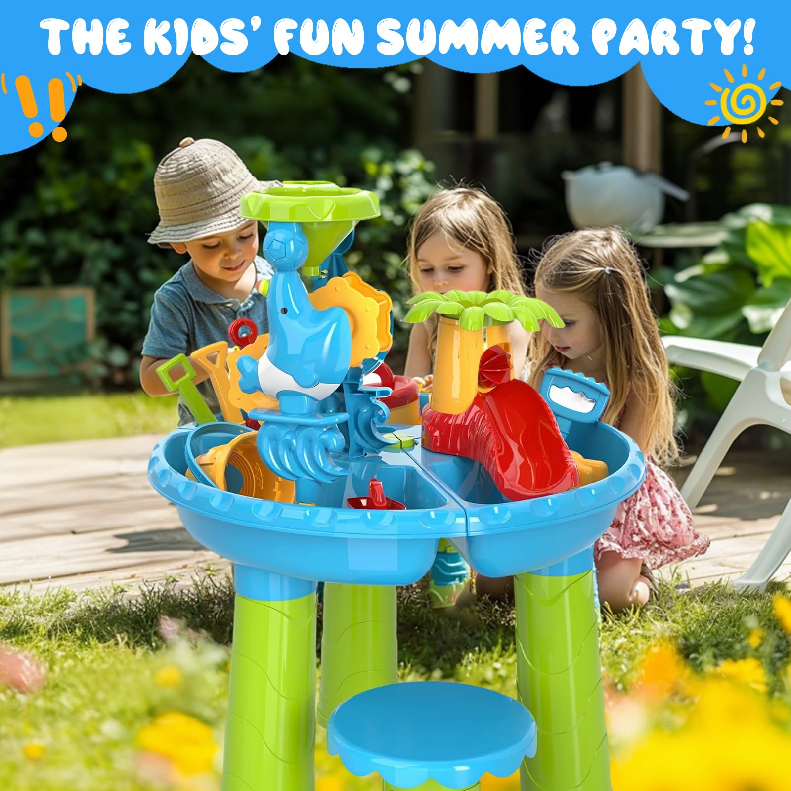 Diealles Shine Wasserspieltisch, Multifunktional Wassertisch Kinder Outdoor, Sand und Wasserspieltisch ab 1 2 3 4 Jahre, Wasser Spieltisch Kinder Outdoor Strand Sommer Aktivität