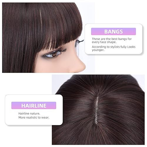 Miniatura 3 de HSPJHTM Pelucas grises estilo Bob, pelucas de pelo corto Bob de 12 pulgadas lacias con flequillo, peluca sintética colorida para cosplay, uso