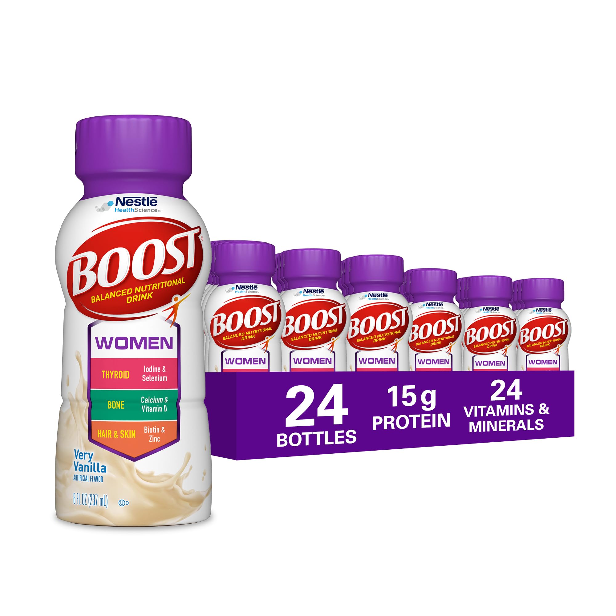 Women Balanced Nutritional Drink, Very Vanilla, 8 fl oz (Pack of 24)