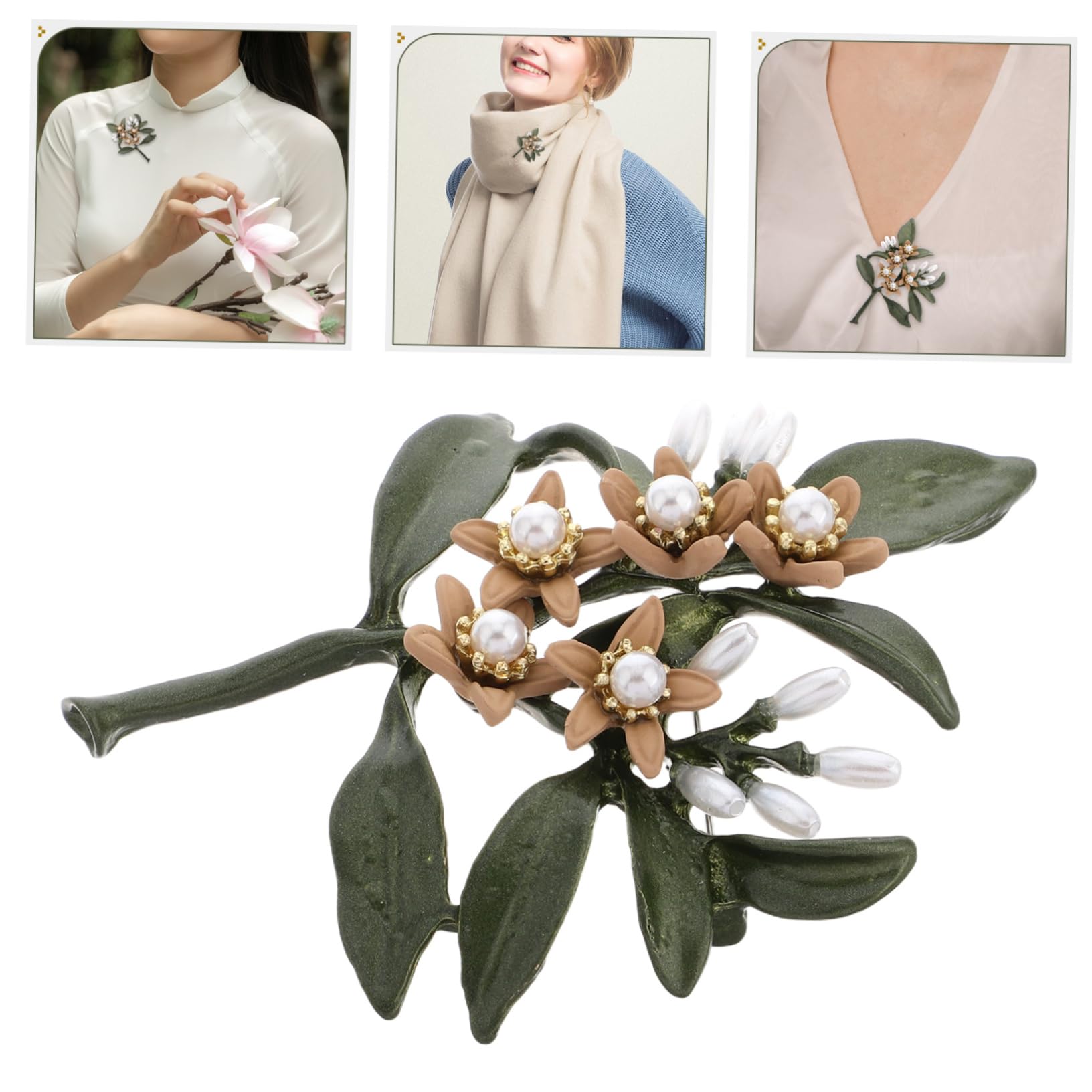 Broches Elegantes de imitación de Perlas para suéteres y Trajes. Accesorio versátil para cuellos. Elegante diseño Floral para Bodas y Eventos Formales.