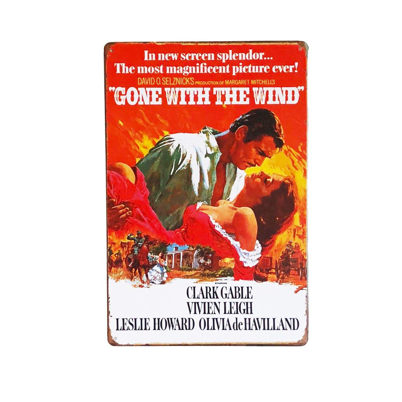 Bioprocess Metal Tin Sign 8X12 Inches Gone With The Wind Classic Movie Poster Retro Metal Tin Sign, 8"X12"