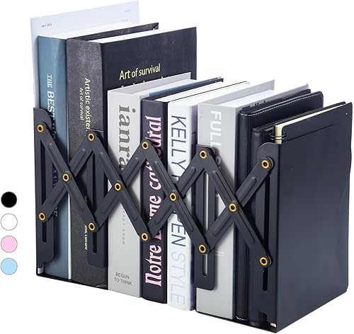 Miniatura 8 de M&G Sujetalibros ajustables para estantes, sujetalibros de metal para libros pesados, soporte organizador de archivos de revistas de escritorio que