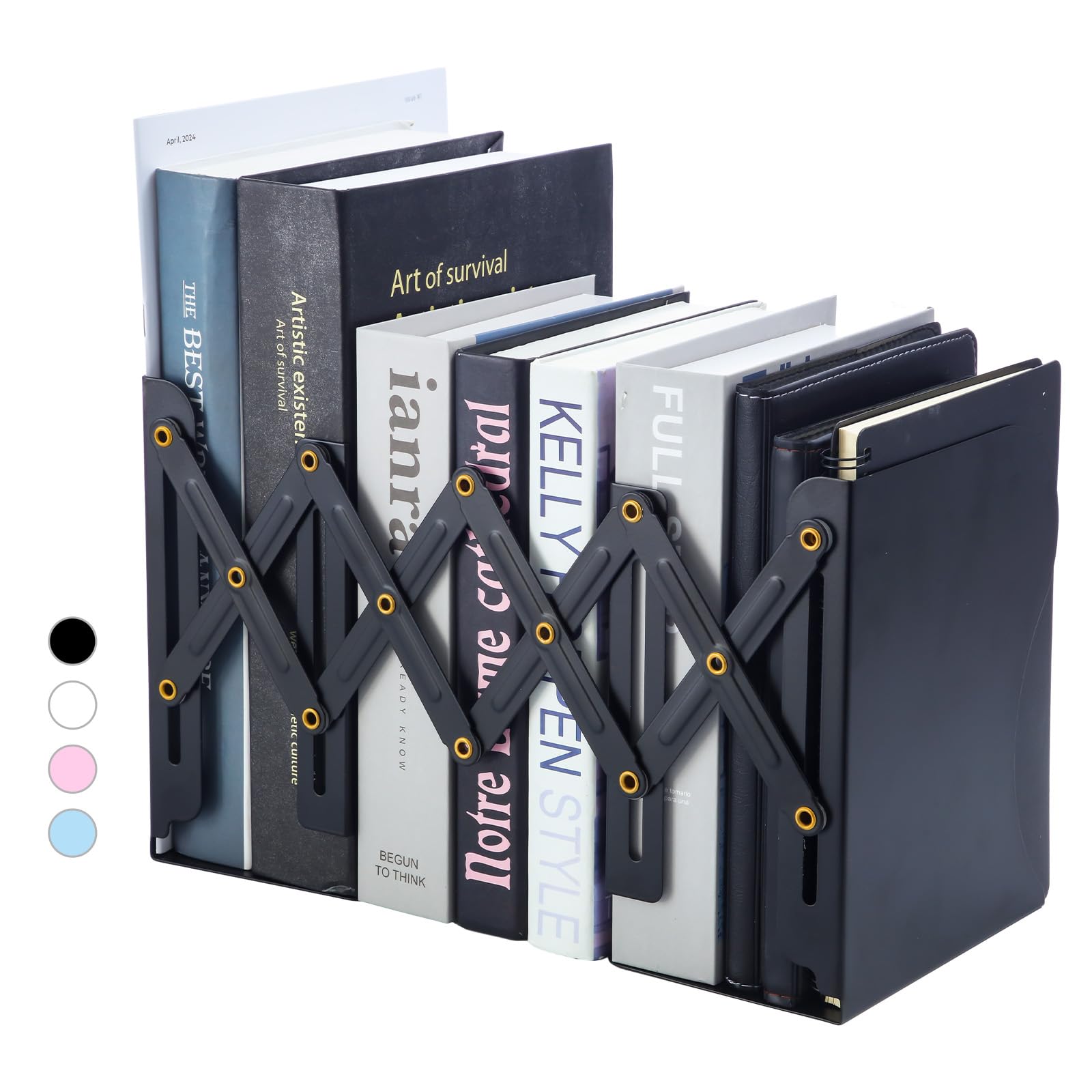 M&G Verstellbare Buchstützen für Regale, Metall-Buchstütze für schwere Bücher, Schreibtisch, Zeitschriftensammler, Organizer, Halter, ausziehbar bis zu 50,8 cm, Buchstopper für Zuhause, Büro,