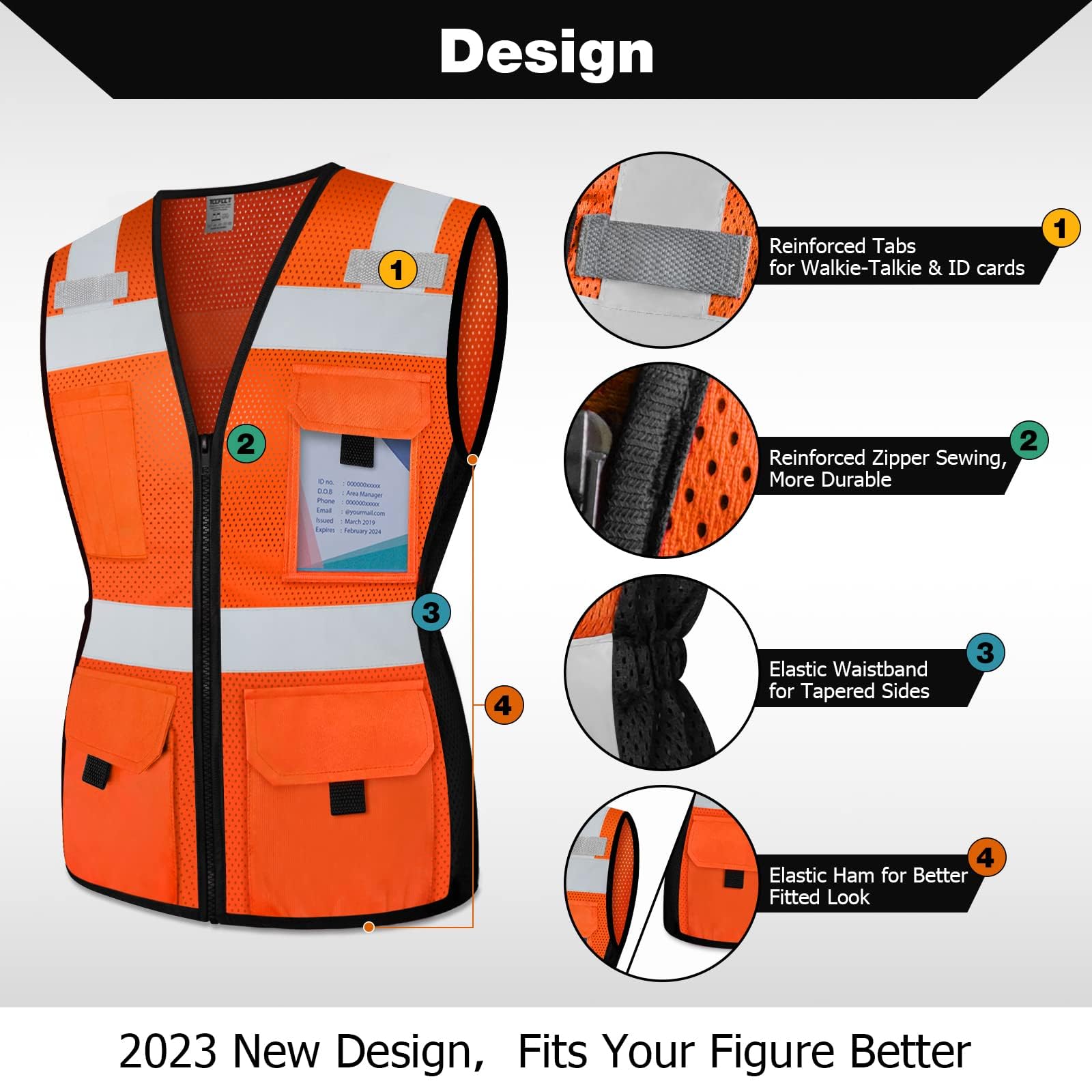 TCCFCCT Safety Vest for Women 11 Pockets Mesh Reflective