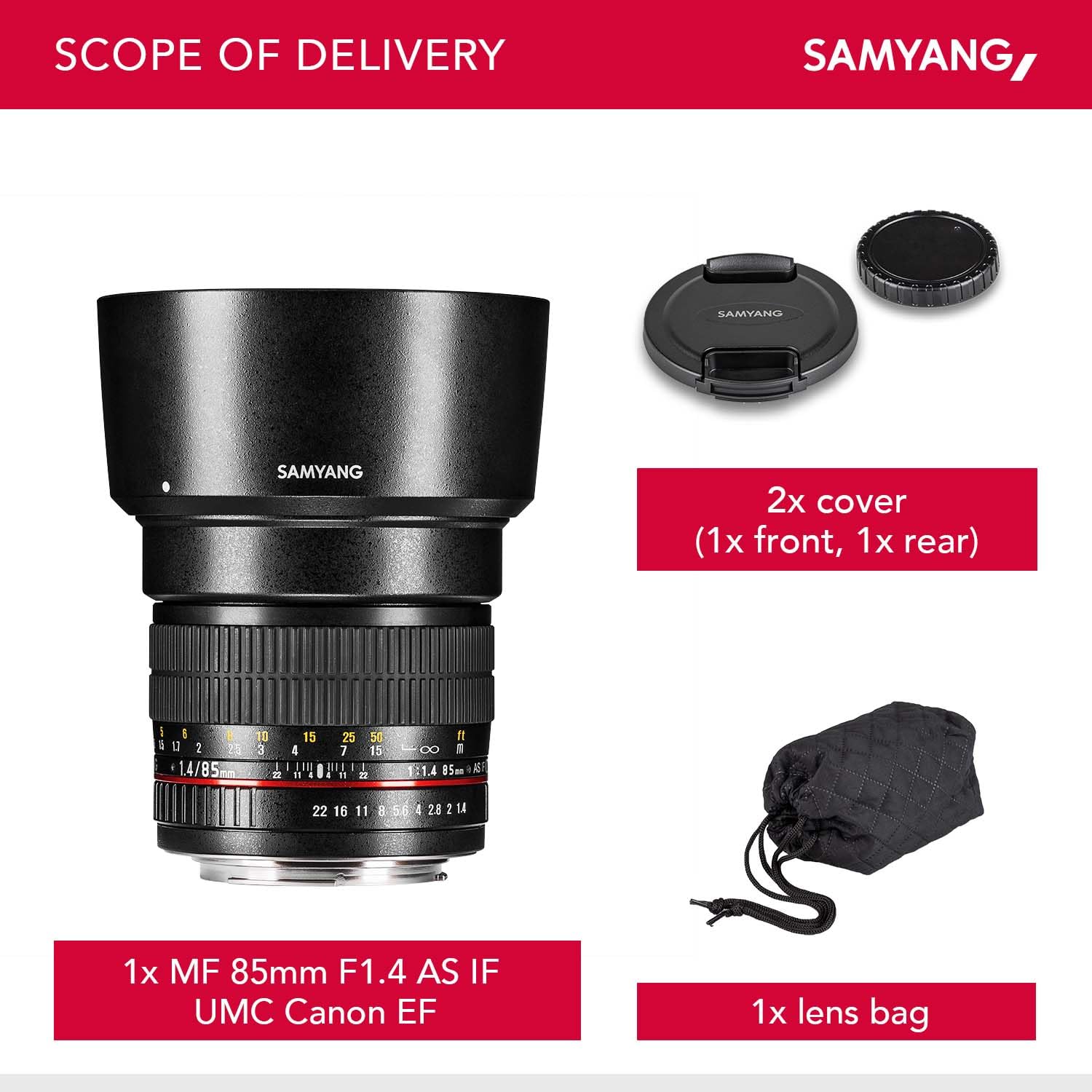 SAMYANG 85 mm f/1.4 IF Lens - for Canon: Amazon.co.uk: Electronics