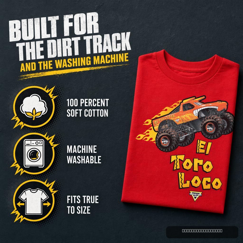 Monster Jam El Toro Loco Zombie Maximum Destruction Grafik-T-Shirts, für Kleinkinder bis große Kinder, 4er-Pack