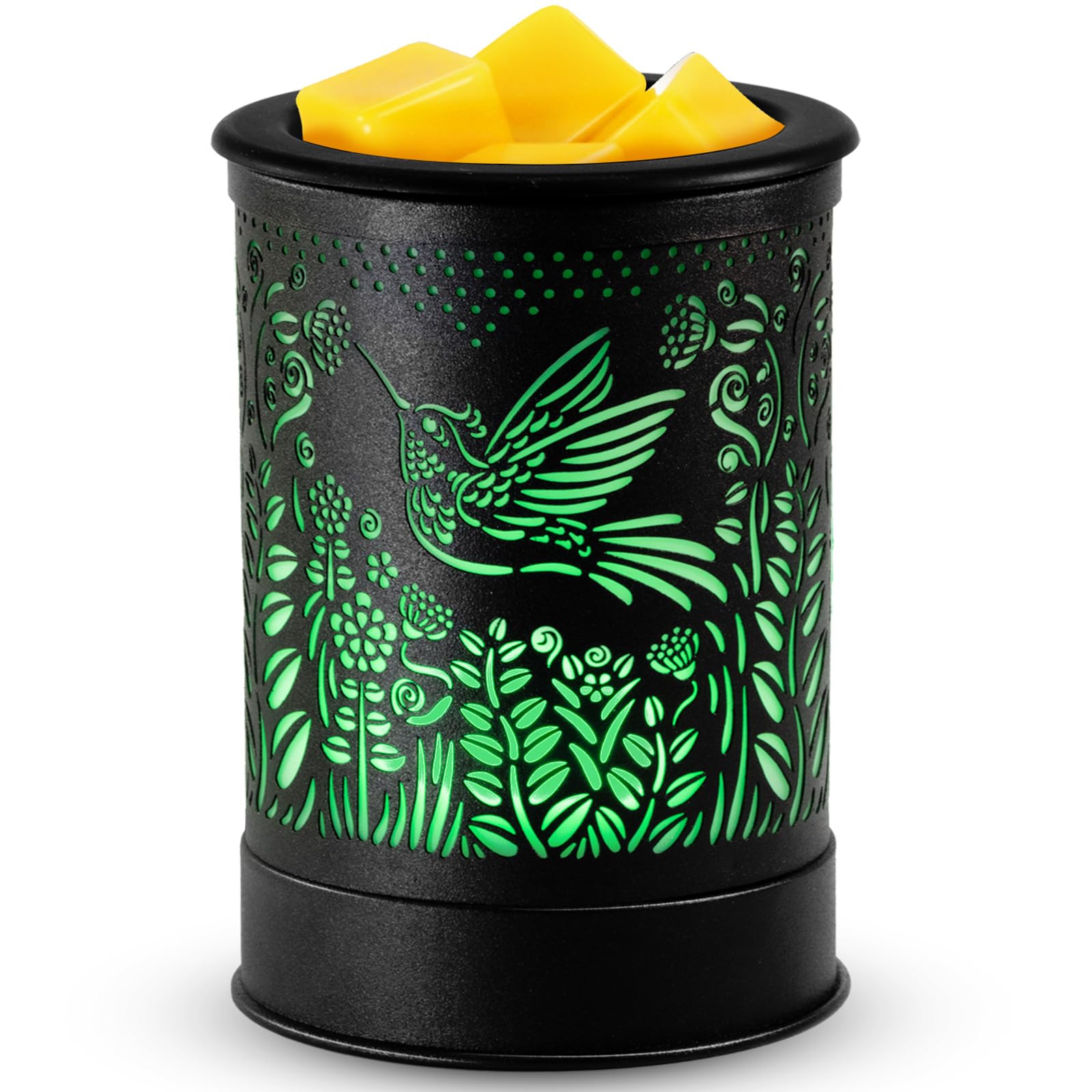 Wax Melt Warmer for Scented Wax -Electric Scented Wax Warmer with 7 Colors LED Light, Stable PTC Heating Wax Melter with Reusable Silicone Tray for Home Office Bedroom (Humming Bird)