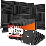 TOUO 12 Pack Acoustic Panels – Sound Proof Foam Panels for Wall 12