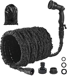 HOSE-PRO 100ft Garden Hose Pipe Expandable Flex Water Hosepipe Expandable Hosepipe Extendable 10 Function Nozzle Sprayer for Garden Outdoor (100ft, Black)