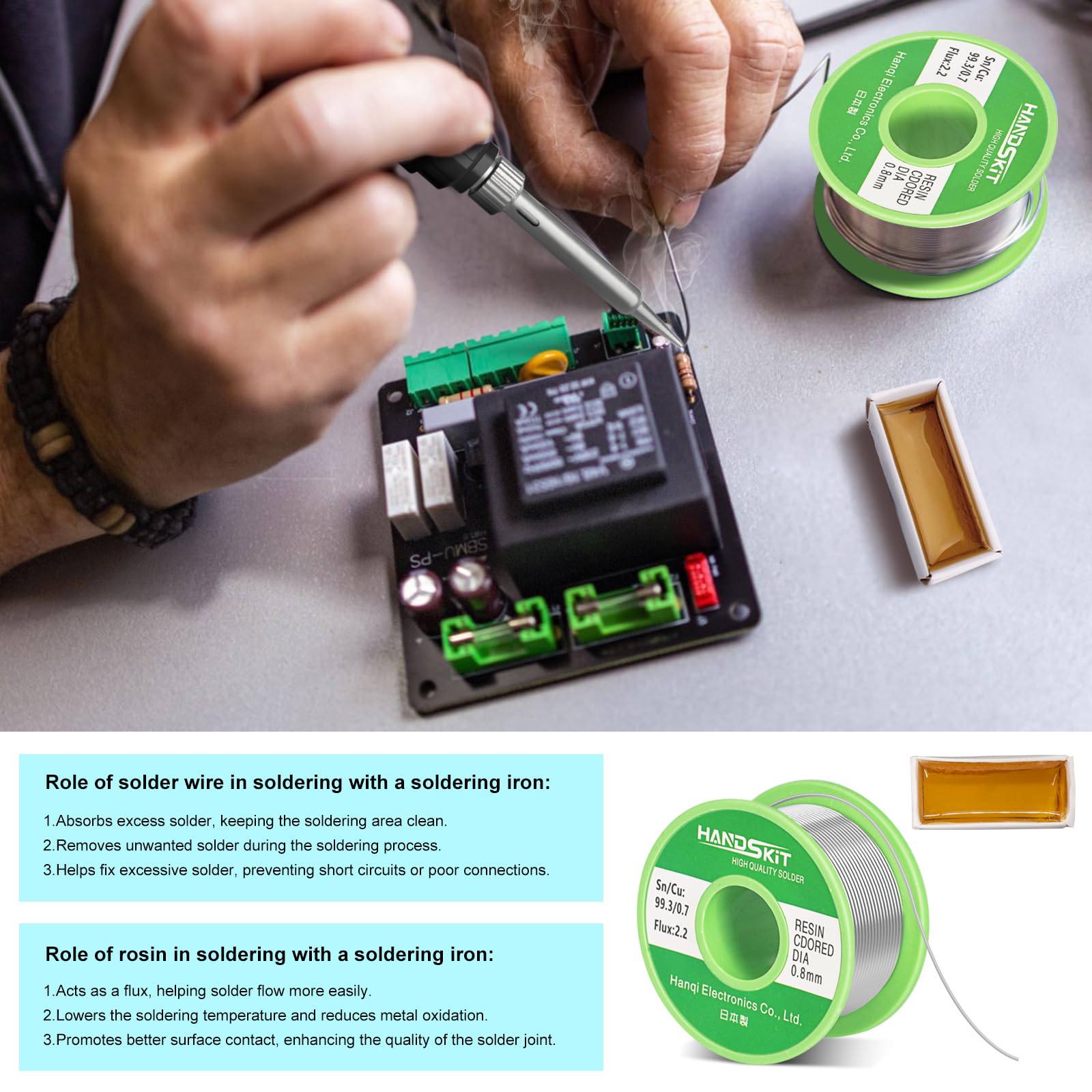 Fer à souder 90W 220V, température réglable 180–480°C, kit de fer à souder avec 5 pointes de soudure, support, fil à souder écologique 50g, coupe-fil, pincettes, pompe à dessouder et flux de colophane