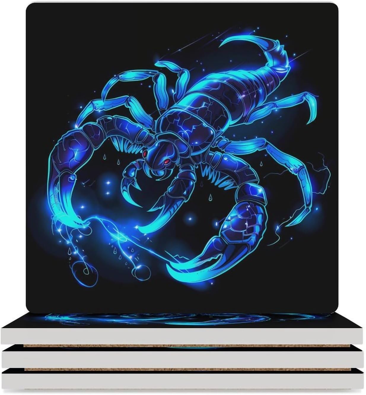 Constellation Scorpio Coaster for Drinks Square Ceramic Table Coasters Stone Mat Crafts 6PCS Home Kitchen Decor