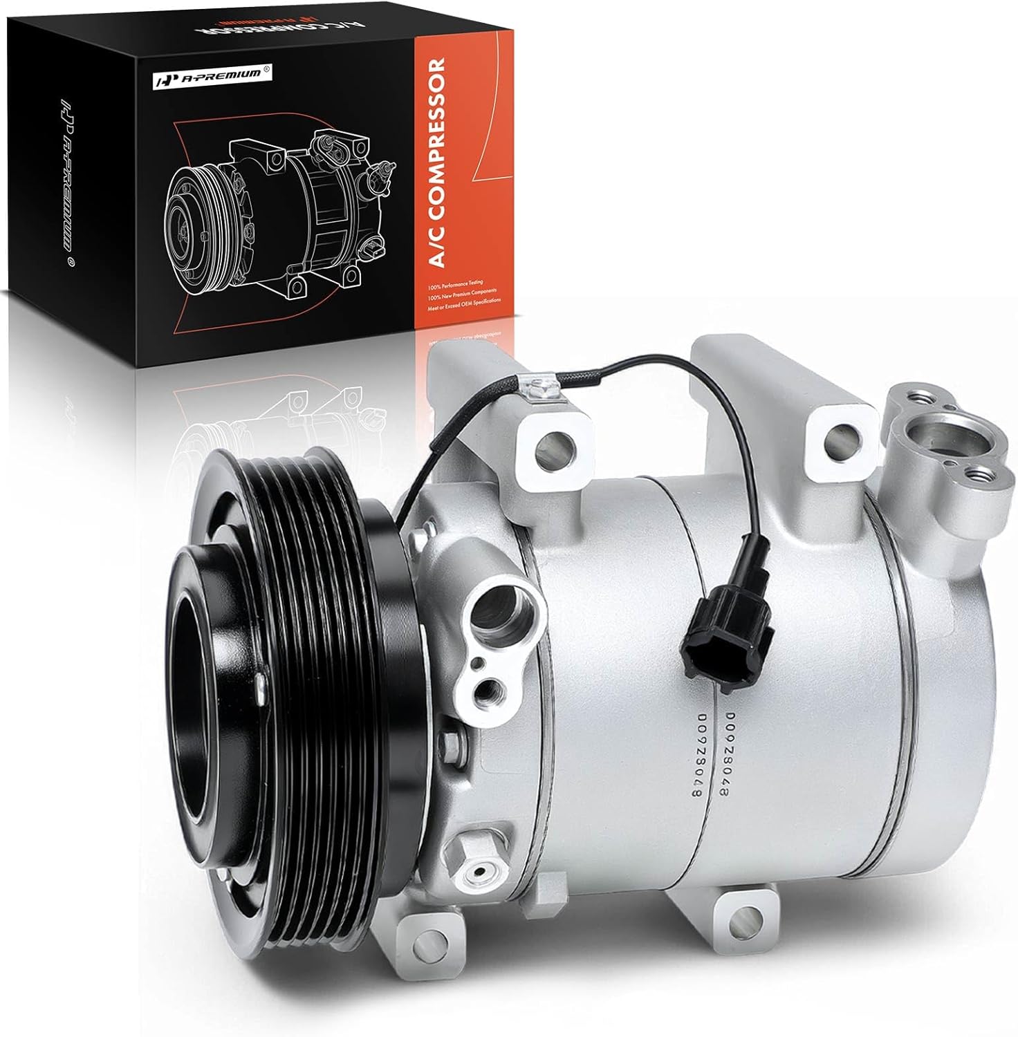 A-Premium Air Conditioner AC Compressor with Clutch Compatible with Nissan Sentra 2.5L 2002-2006 Sedan, DKV14G Style, 6 Grooves