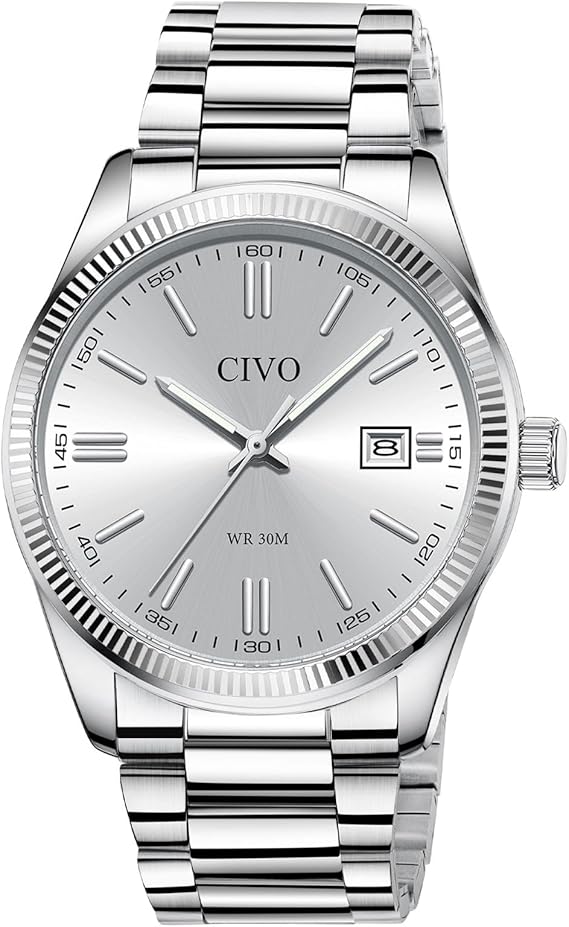 CIVO Reloj Hombre Acero Inoxidable Analógico Impermeable Reloj Pulsera Hombre Cuarzo Luminoso Moda Regalo Hombre